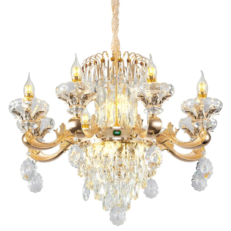 Afralia™ Elegant Duplex Crystal Chandelier for Villa Living Room & Hotel Lobby