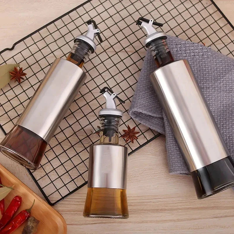 Afralia™ Stainless Steel Oil Bottle for Leak-proof Oil and Vinegar Storage