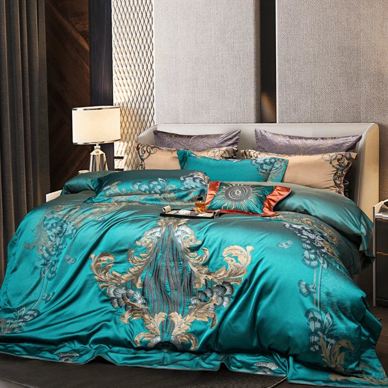 Afralia™ 1200TC Jacquard Bedding Set: Queen King Size Linens, Comforter Cover, Sheet, Pillowcase