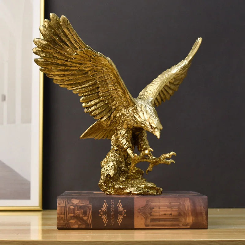 Afralia™ Golden Eagle Resin Sculpture Falcon Home Decor Figurine