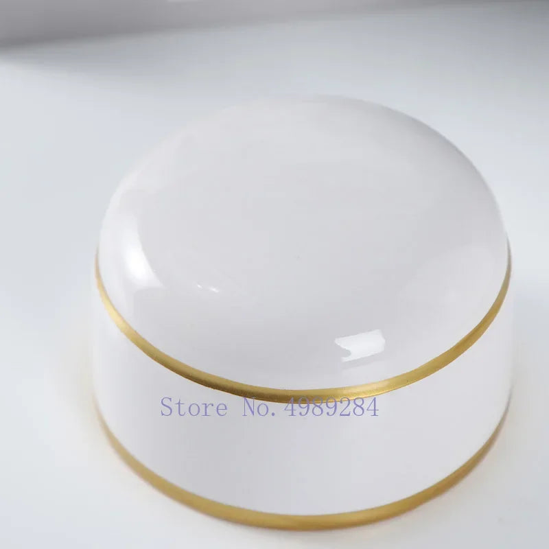 Afralia™ Retro Golden Ceramic Jar Vase Handicraft Square Cover Geometry Decor