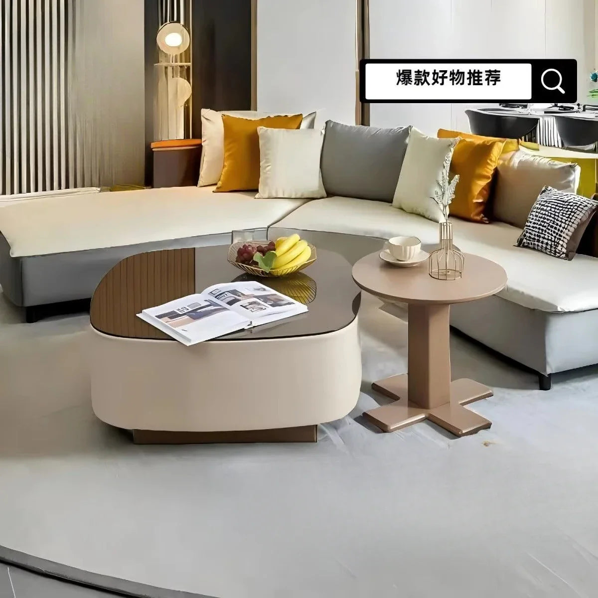 Afralia™ Minimalist Round Marble Coffee Table Glass Modern Design for Home Furniture
