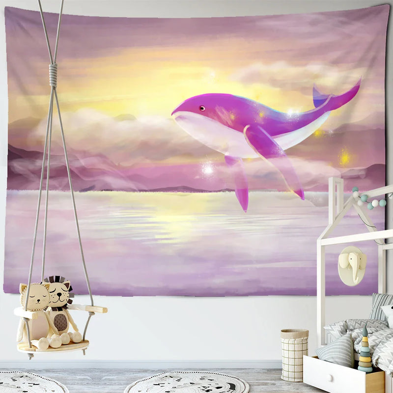 Afralia™ Dream Whale Tapestry Wall Hanging for Kids Room and Home Decor