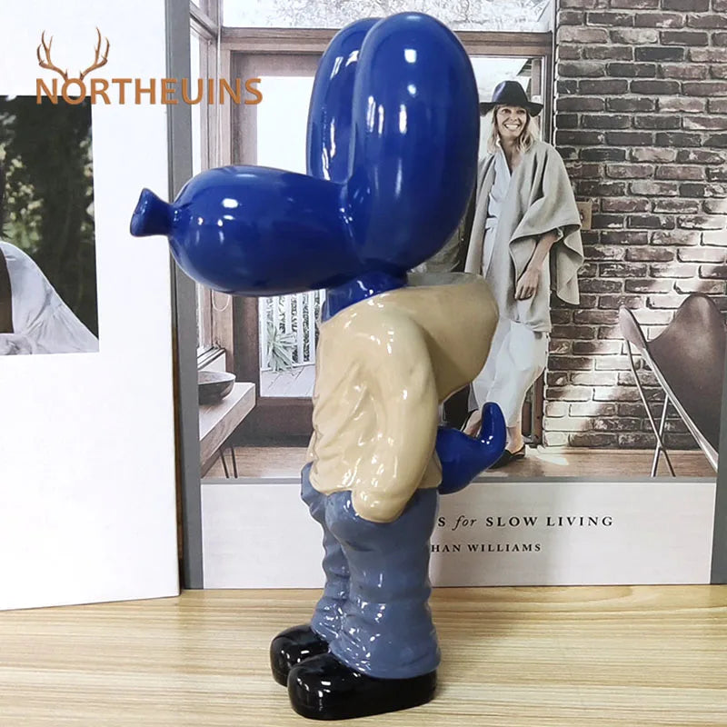 Afralia™ 7" Resin Balloon Dog Statue Jeff Junior Figurine Home Decor Accessory