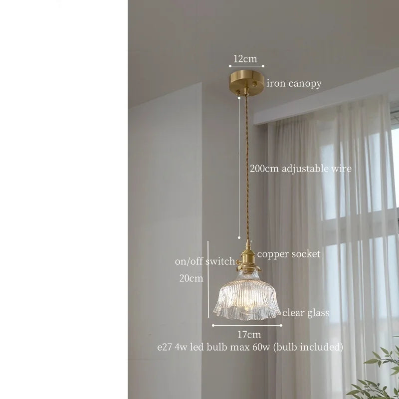 Afralia™ Clear Glass LED Pendant Light for Bedside Living Dining Decor