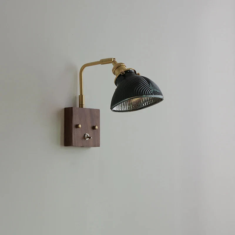 Afralia™ Clear Glass LED Wall Lights Modern Wood Walnut Copper Stair Fixture
