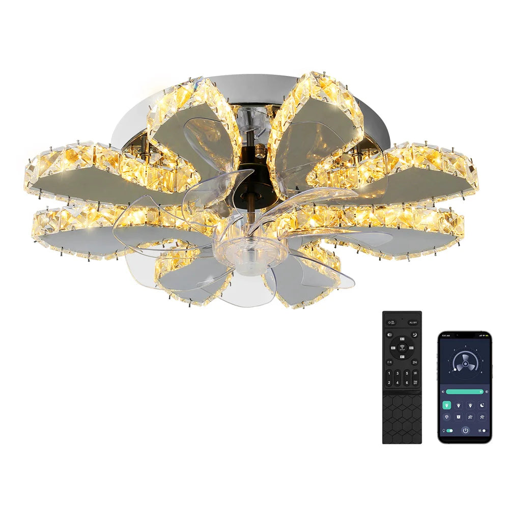 Afralia™ Crystal Ceiling Fan: LED Remote Control Chandelier for Bedroom & Living Room