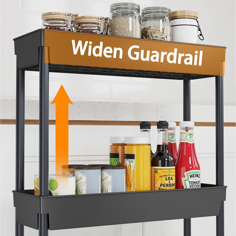 Afralia™ Slim Slide Storage Rack Shelf Organizer - Space Saving, 4-Layer Movable Stand