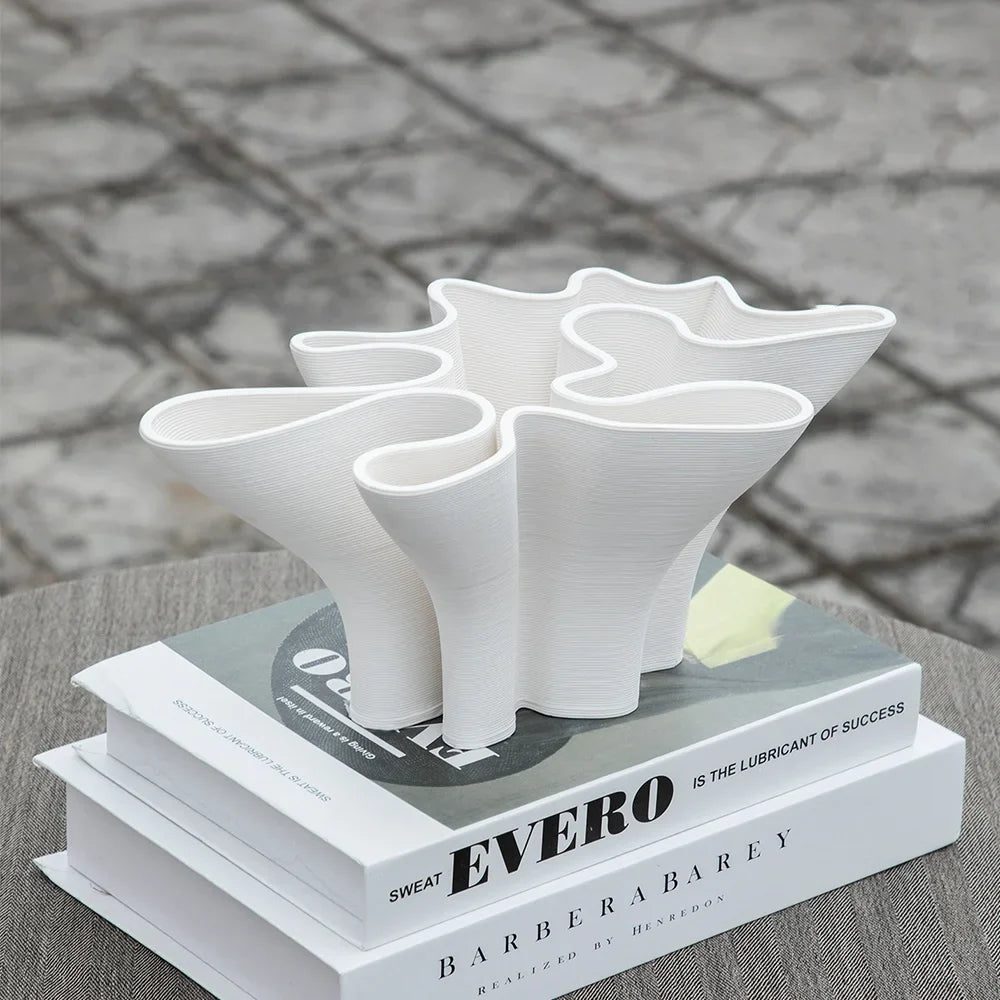 Afralia™ Geometric Fold Ceramic Vase: Abstract Handicraft Sculpture for Home Decoration