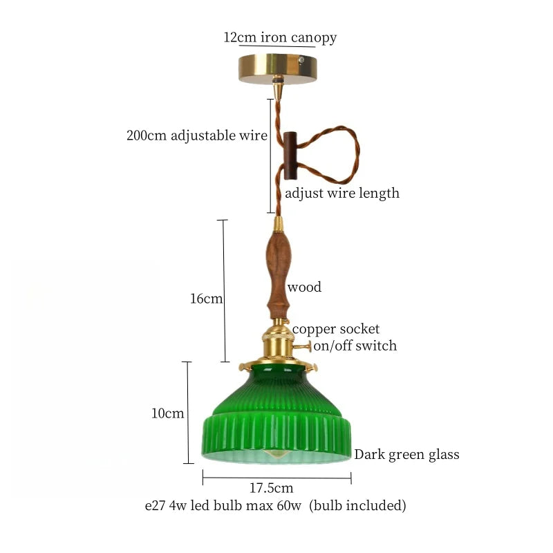 Afralia™ Green Wave Glass Pendant Lamp: Modern Minimalism for Living Room, Bedroom, Cafe
