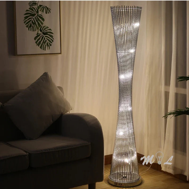 Afralia™ Aluminum Tower Floor Lamp for Living Room, Modern LED Standing Light Stand