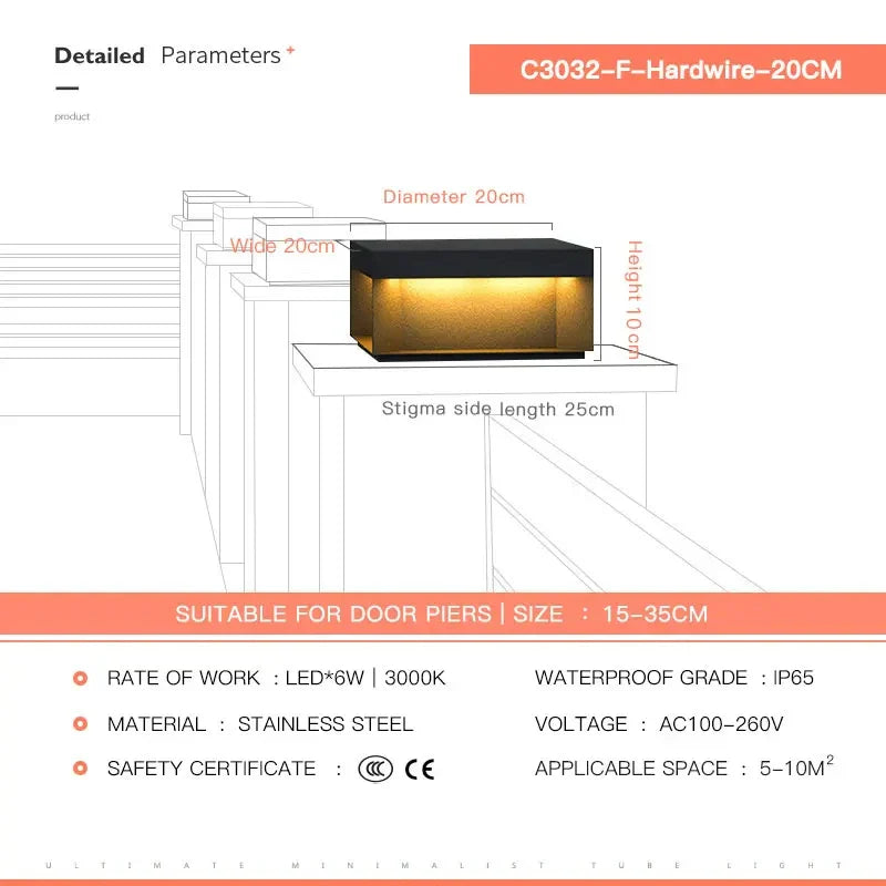 Afralia™ LED Pillar Top Courtyard Light - Waterproof Outdoor Street Fence Cap Post Light