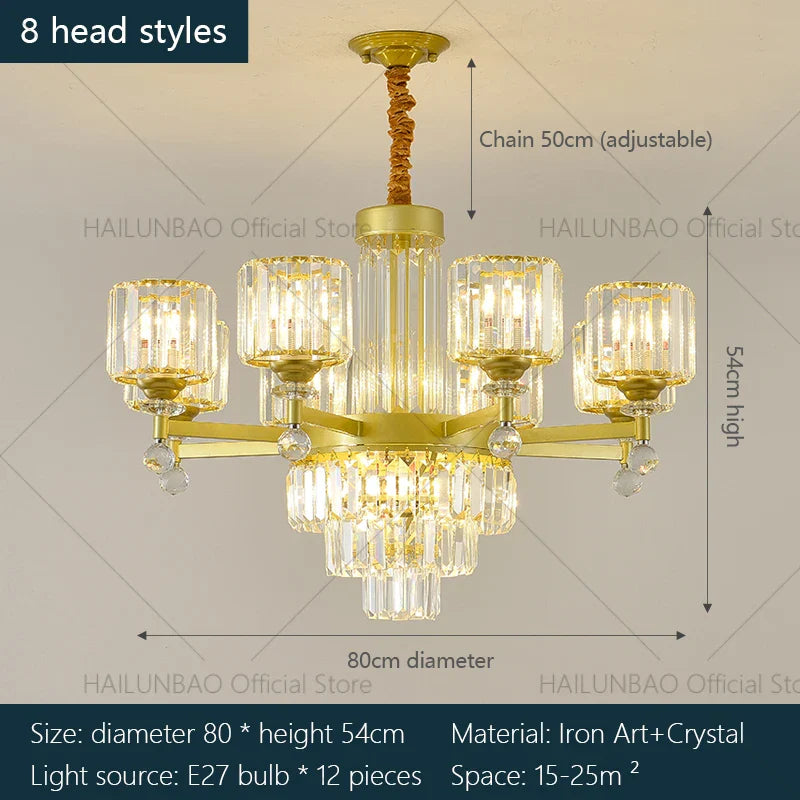 Afralia™ Crystal Chandelier: Elegant Retro Lighting for Living Room, Bedroom, and Dining Area