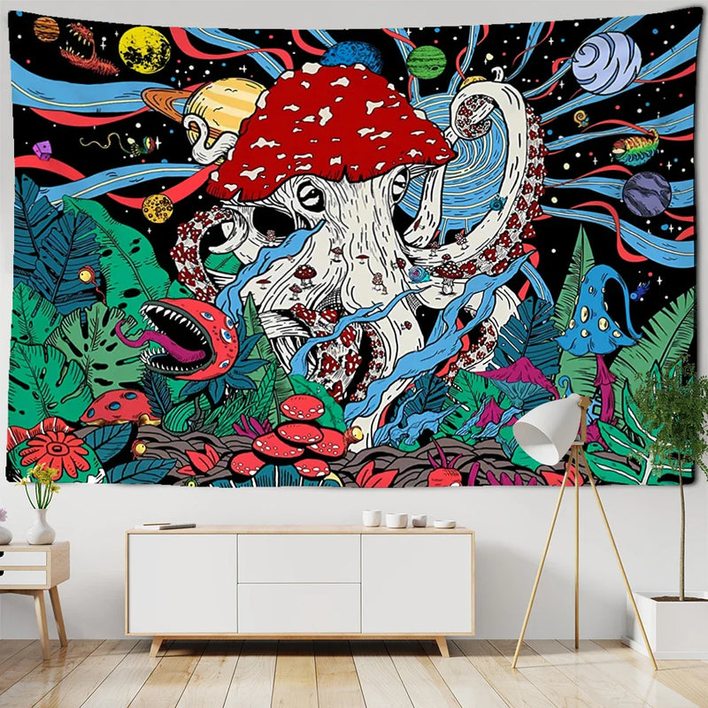 Afralia™ Abstract Mushroom Tapestry Wall Hanging for Psychedelic Room Decor
