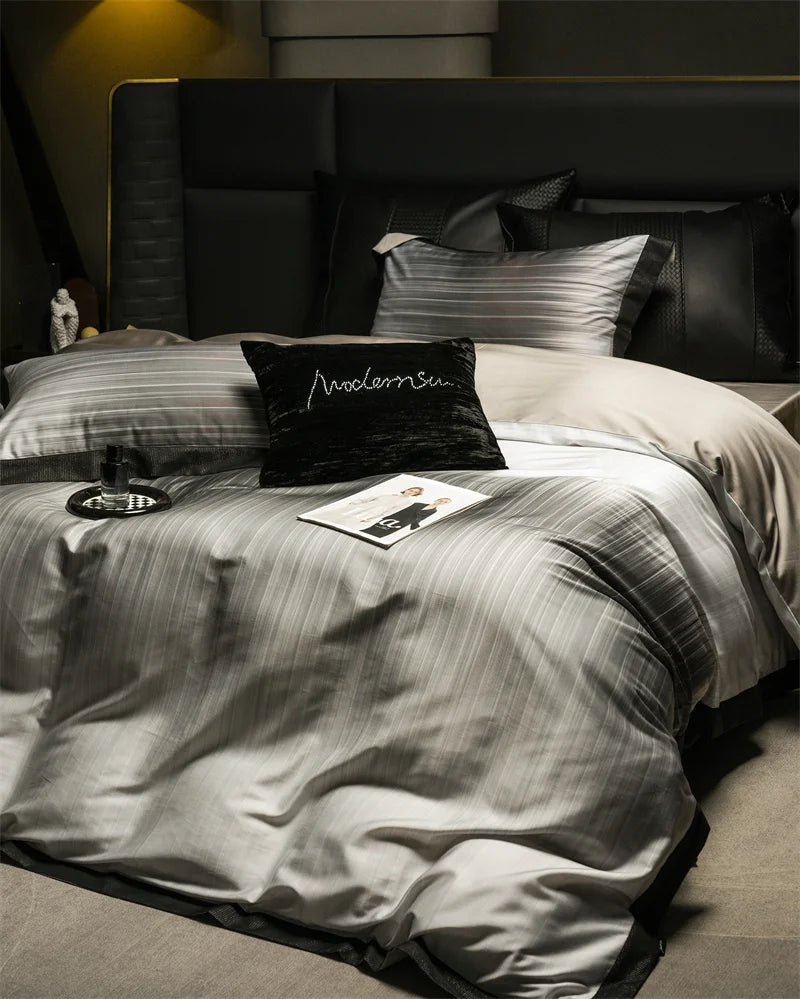 Afralia™ Light Luxury Lyocell Cotton Bedding Set: Soft Silky Sleep Naked Duvet, Sheet & Pillowcases