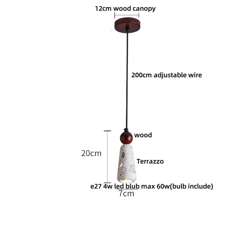 Afralia™ Natural Wood Stone Pendant Light Fixture for Home Hotel Decor
