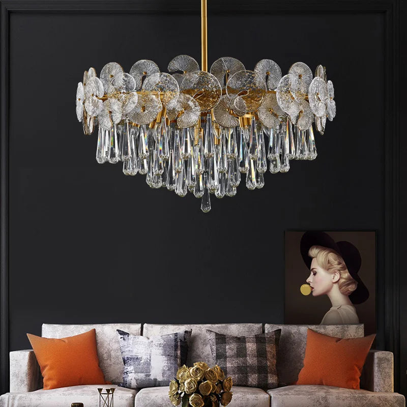 Afralia™ Crystal LED Ceiling Chandelier for Luxurious Living Room Decor