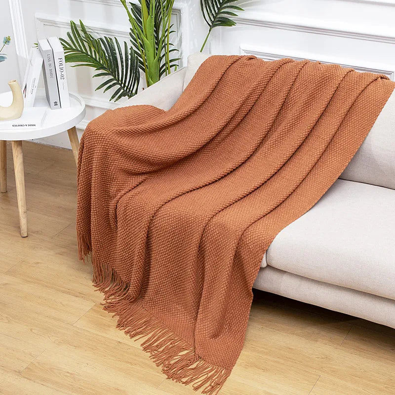 Afralia™ Nordic Faux Cashmere Tassel Blanket for All Seasons