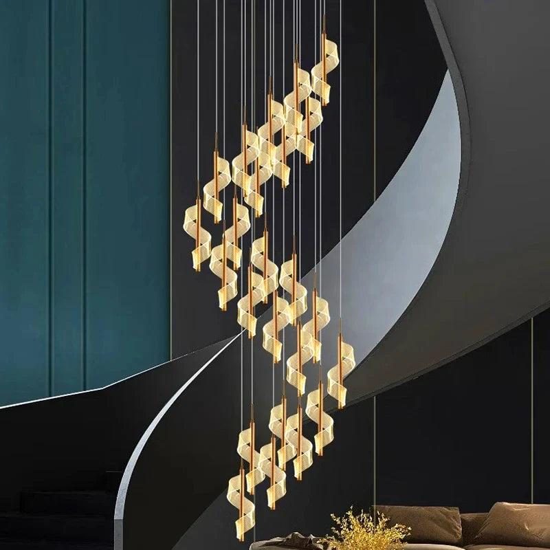 Afralia™ LED Spiral Staircase Chandelier | Luxury Duplex Nordic Light for Living Room & Villa
