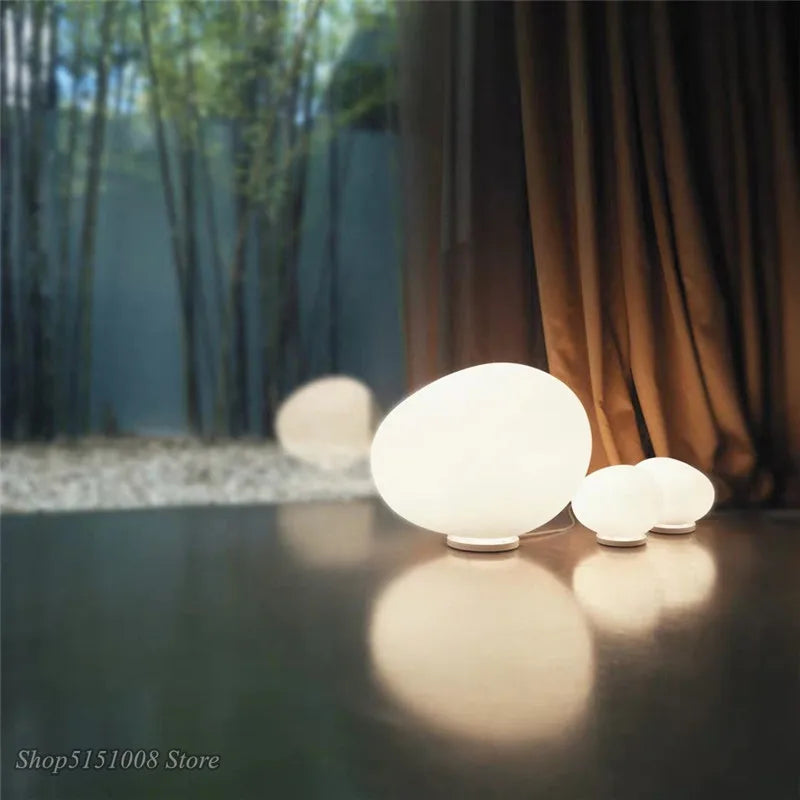 Afralia™ Pebble Glass Table Lamp: Modern Nordic LED Light for Living Room, Bedroom & Home Decor