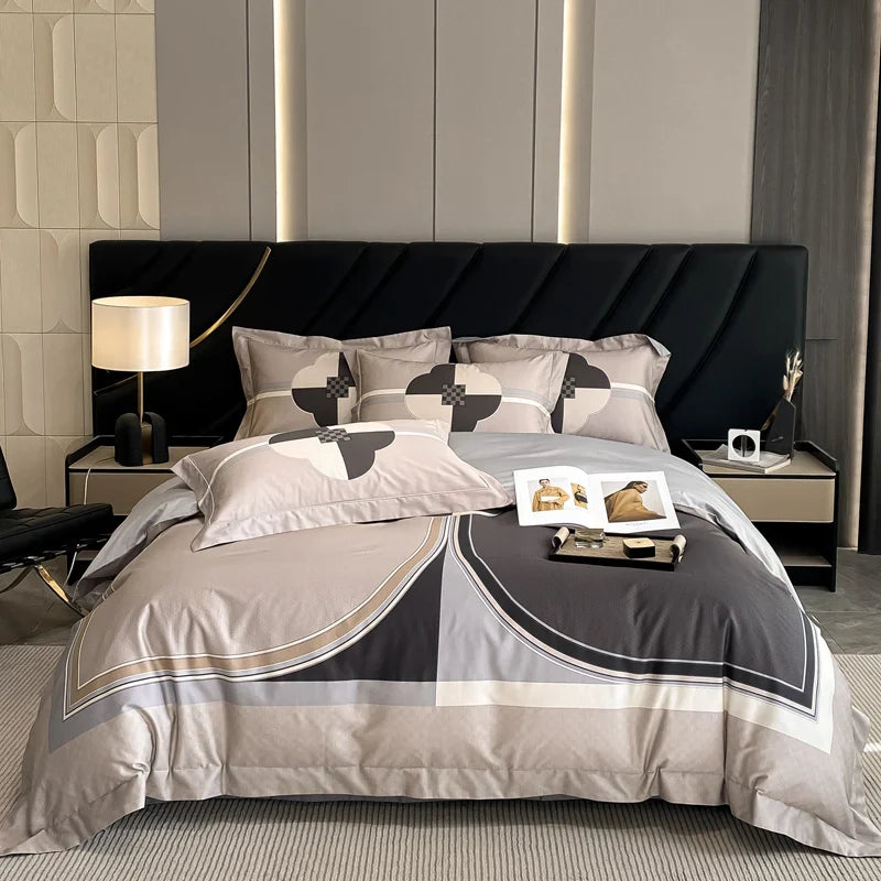 Afralia™ Egyptian Cotton Flower Bedding Set, Luxury 1000TC Duvet Cover, Sheets, Pillowcases