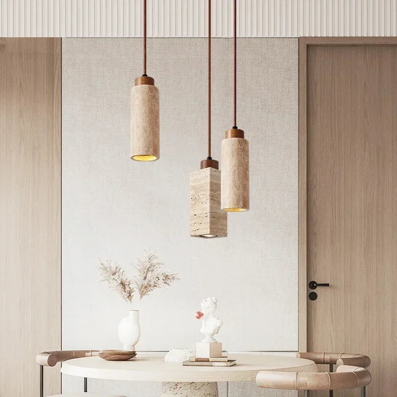Afralia™ Travertine Stone Pendant Chandelier for Kitchen Dining Room