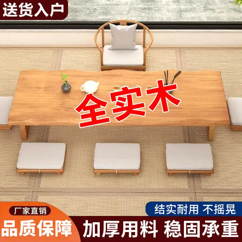 Afralia™ Modern Chinese Tea Table Set: Solid Wood, Piano Design, Zen Low Stool
