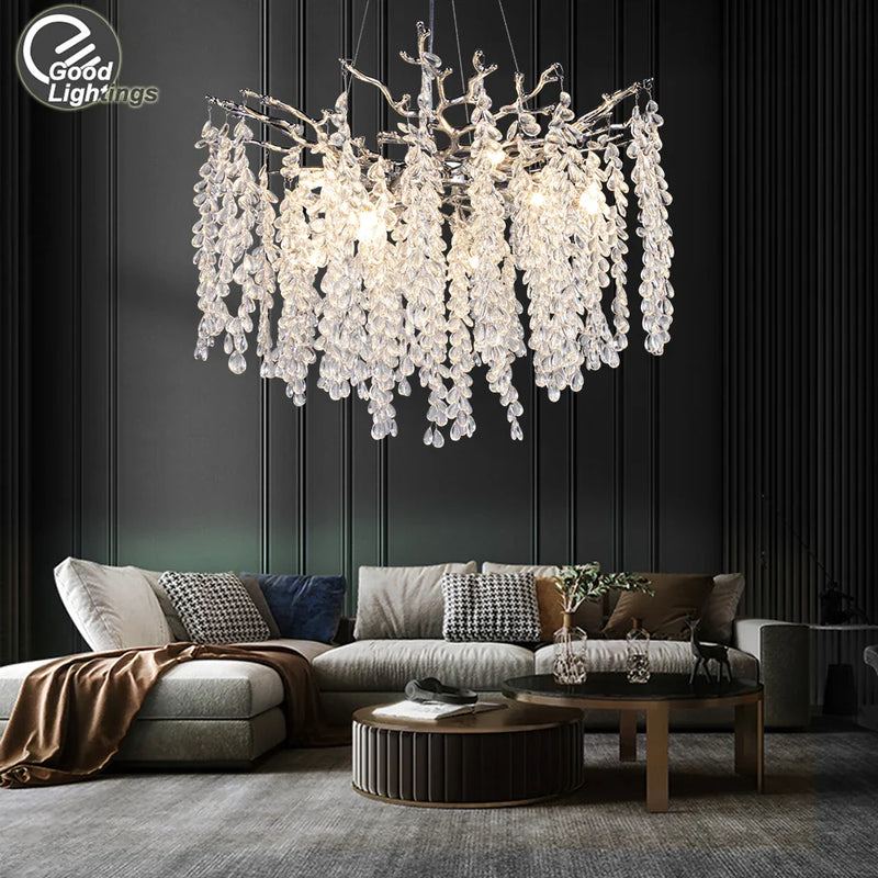 Afralia™ Crystal Branch Chandelier: Elegant LED Ceiling Light for Living/Dining Room & Foyer