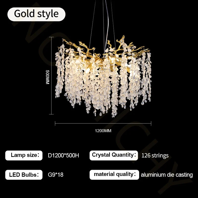 Afralia™ Crystal Branch Chandelier Gold  Living Dining Room Bedroom Foyer Bordeaux Crystal Ceiling Chandelier
