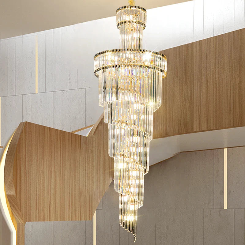 Afralia™ Crystal Spiral Chandelier Duplex for Modern Spaces