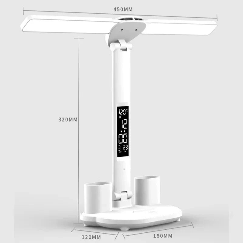 Afralia™ LED Desk Lamp with 2 Adjustable Heads, Dimmable, USB Charge, Foldable, Eye-Caring