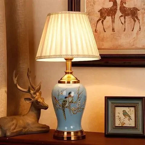 Afralia™ Chinese Ceramic Table Lamp for Living Room, Bedroom, and Study Room