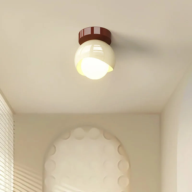 Afralia™ Glass Iron LED Ceiling Lamp Light Fixtures Modern Home Decoration