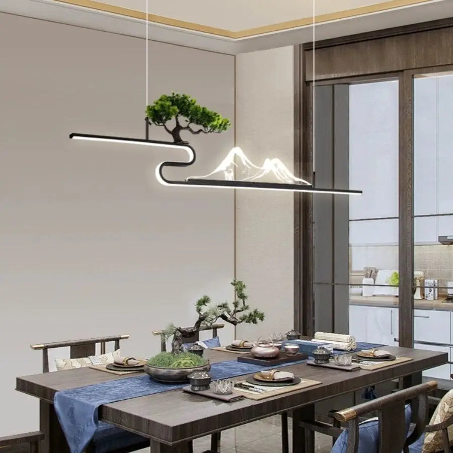 Afralia™ Acrylic Mountain Peak Pendant Lights for Chinese Living Room Study Zen Restaurant