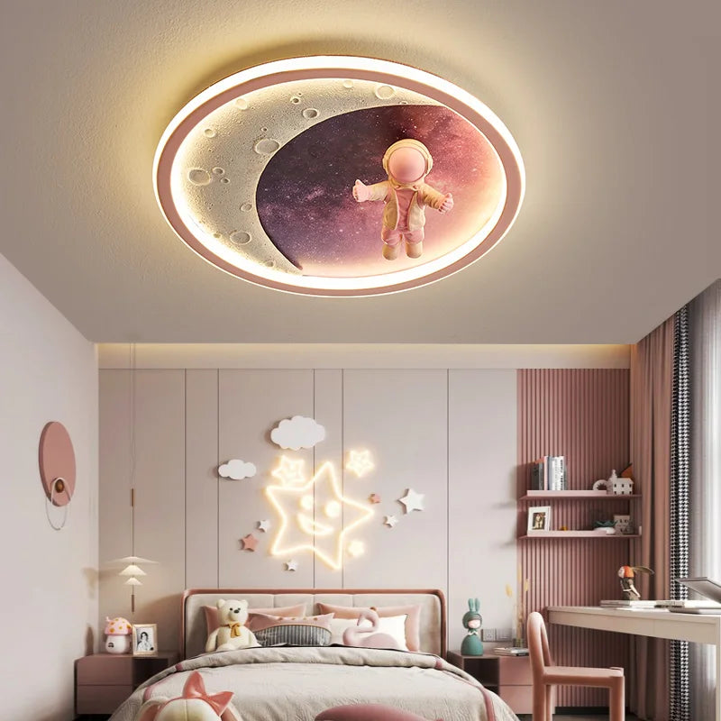 Afralia™ Boys' Room Space Ceiling Lamp Efficient Cartoon Design