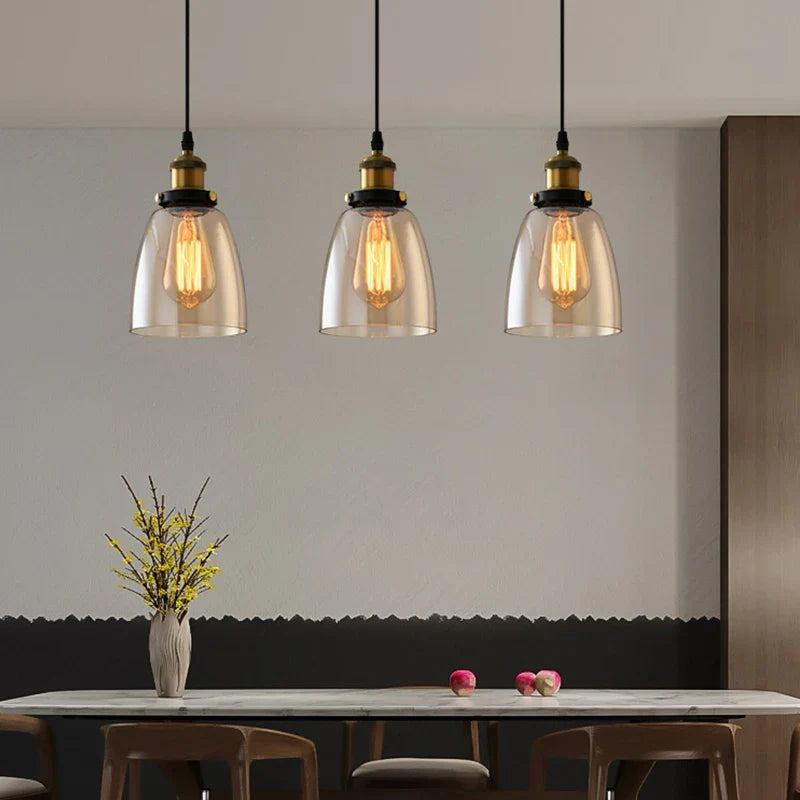 Afralia™ Glass Pendant Light Industrial Vintage Loft Wall Lamp