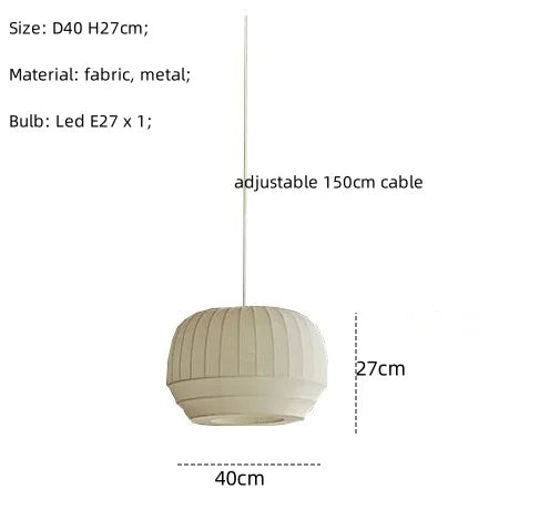 Afralia™ Nordic White Fabric LED Chandelier Pendant Light for Modern Living Room
