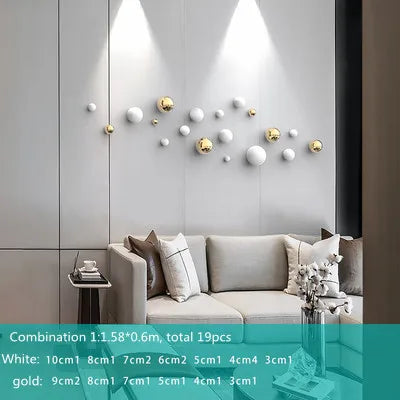 Afralia™ Gold Ball Wall Hanging Ornaments Spherical Crafts Room Decor Display Pendants