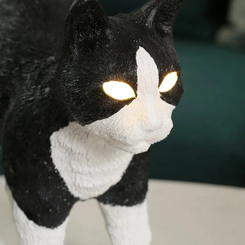 Nordic Cat LED Desk Lamp by Afralia™ - Resin Animal Light for Kids Room Decor