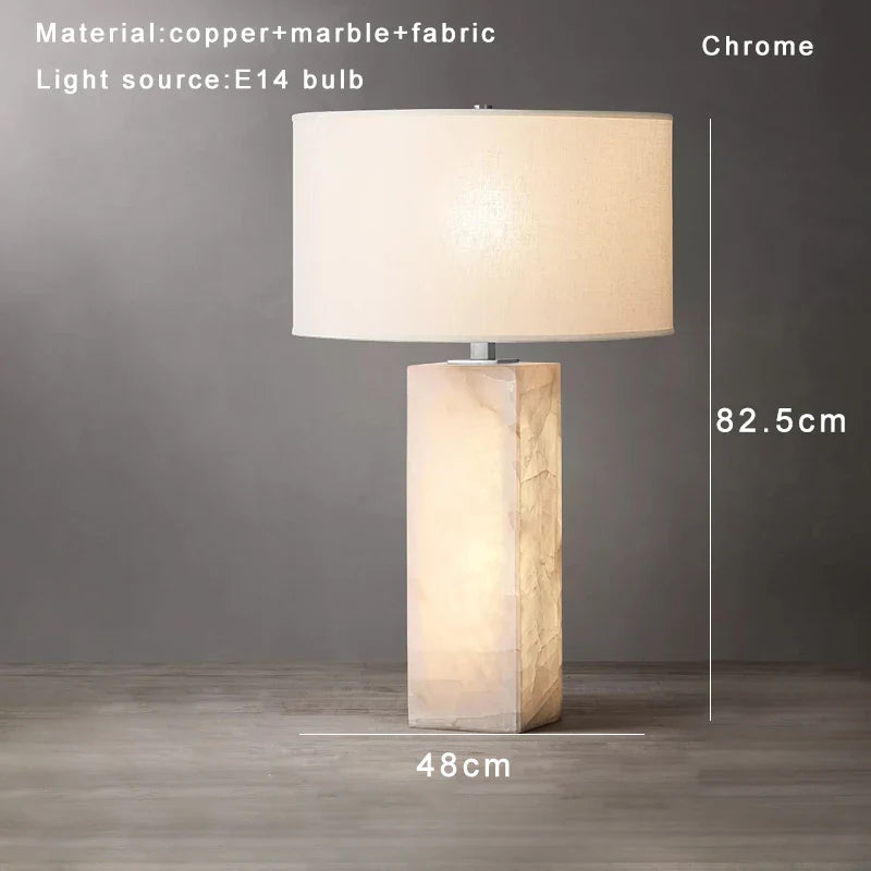 Afralia™ Marble Base Square Table Lamp LED Designer Luxury Home Decor