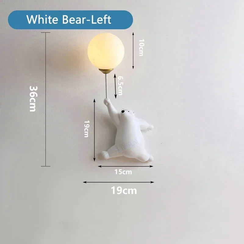 Afralia™ Bear Moon Wall Lamp: Modern Cartoon Light for Kids' Bedroom Décor