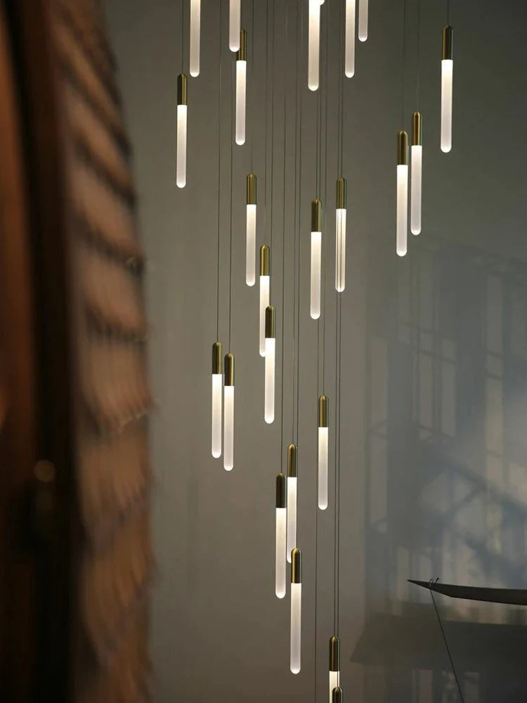 Afralia™ LED Nordic Cylinder Chandelier: Modern Indoor Lighting for Staircase & Decoration