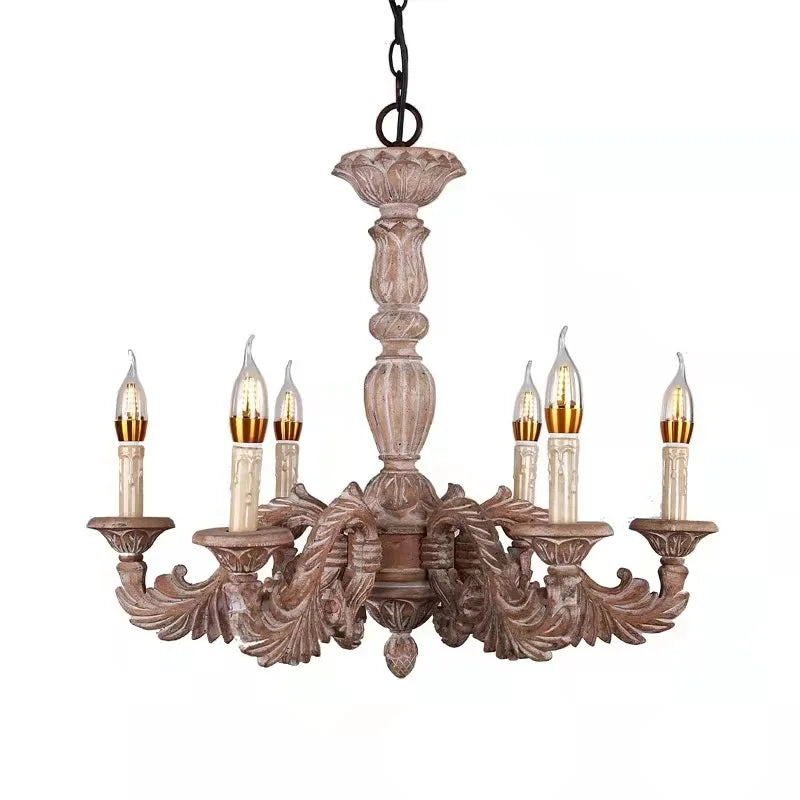 Afralia™ Country French Solid Wood Chandelier for Bedroom, Dining Room, Living Room, and Study