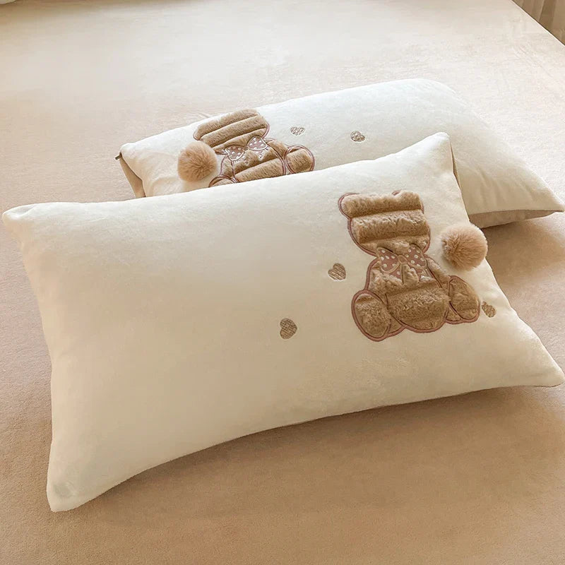 Afralia™ Rabbit Velvet Bedding Set: Single Queen King Size Plush Duvet Cover, Bed Sheet, Pillowcases
