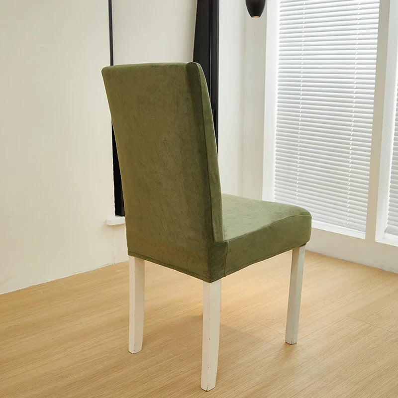 Afralia™ Velvet Chair Cover Slipcovers in Stretch Plain Seat Solid Color Thick Fabric