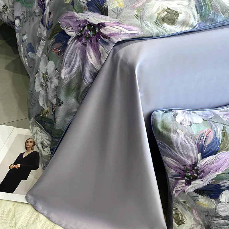 Afralia™ Vintage Plant Flowers Bedding Set, 1000TC Egyptian Cotton, Oil Painting Style