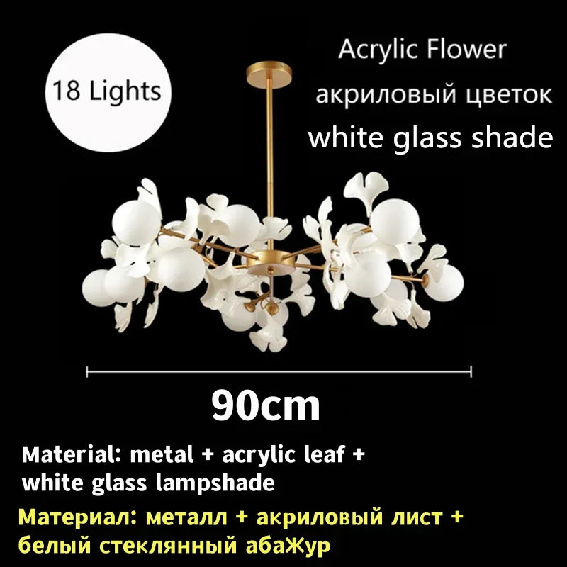 Afralia™ Ginkgo Leaf LED Ceiling Chandelier for Bedroom, Living, Dining Room