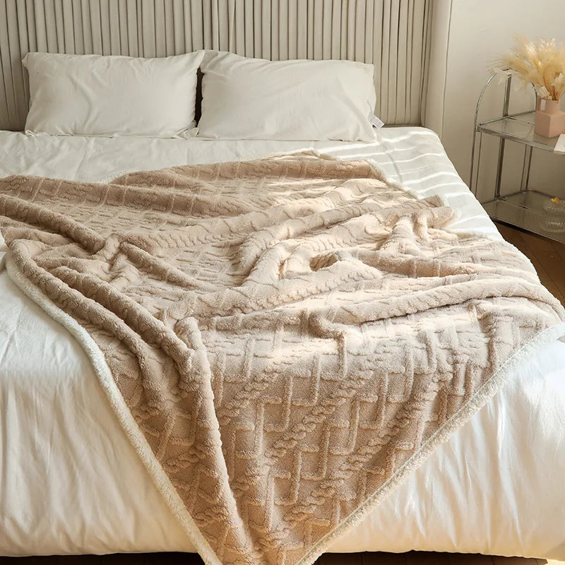 Afralia™ Taffeta Velvet Jacquard Blanket: Luxe, Warm, Skin-Friendly for Office, Sofa