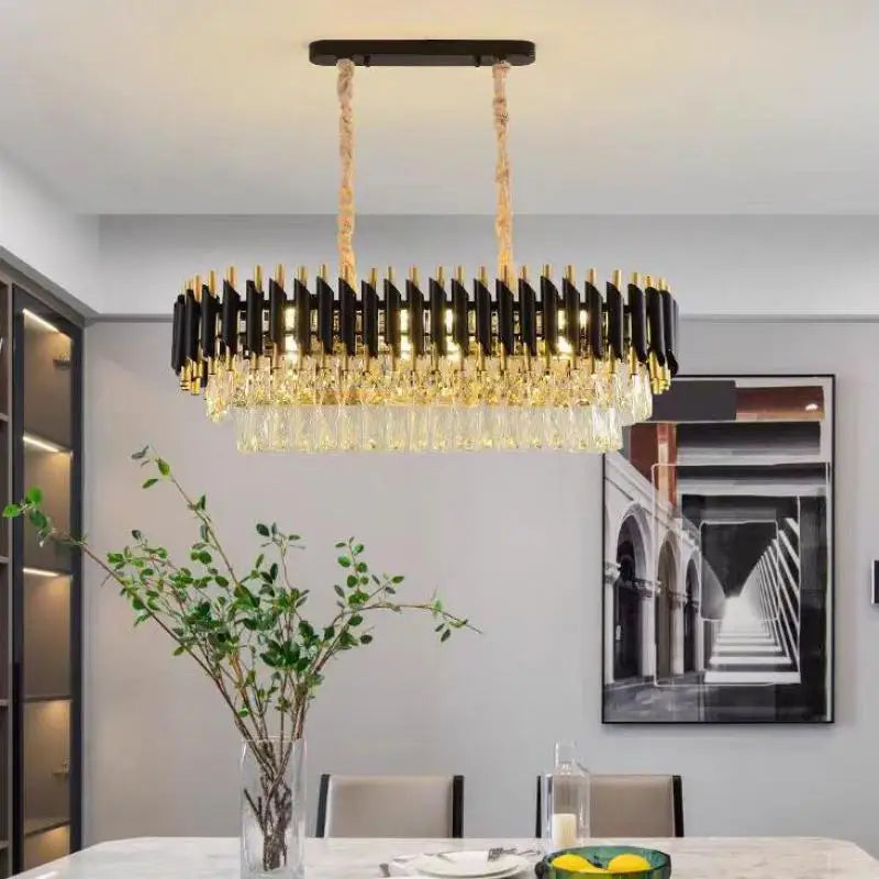 Afralia™ Modern Metal LED Chandelier with K9 Crystal - Luxury Dining Room Pendant Light