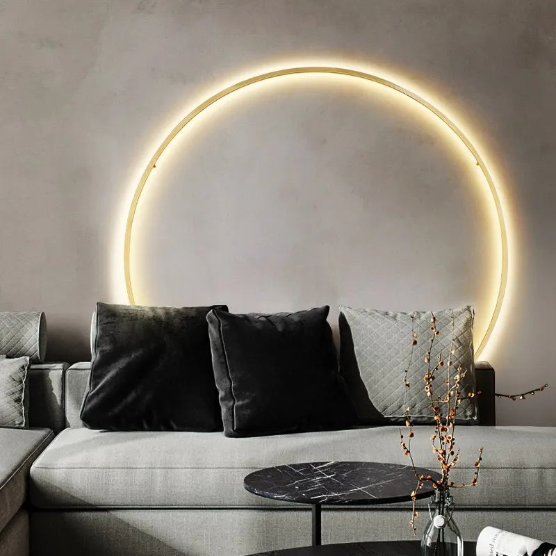 Afralia™ Copper Ring LED Wall Sconce Black Gold Modern Living Room Lighting